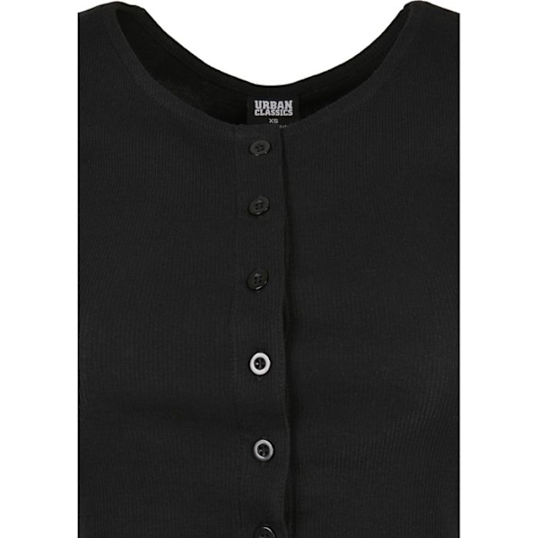 T-shirt til kvinder - Urban Classics - Cropped Button Up - Sort - Korte Ærmer - Rundet Krave svart M