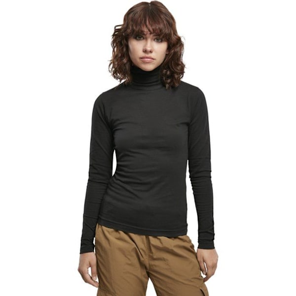 T-shirt med rullekrave - Urban Classics - Langærmet - Sort - Dame - Regular Svart XXXXXL
