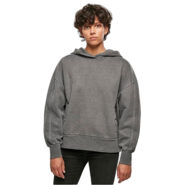 Sweatshirt med hætte til kvinder Urban Classics Heavy Terry Garment Dye - sort - L Svart M