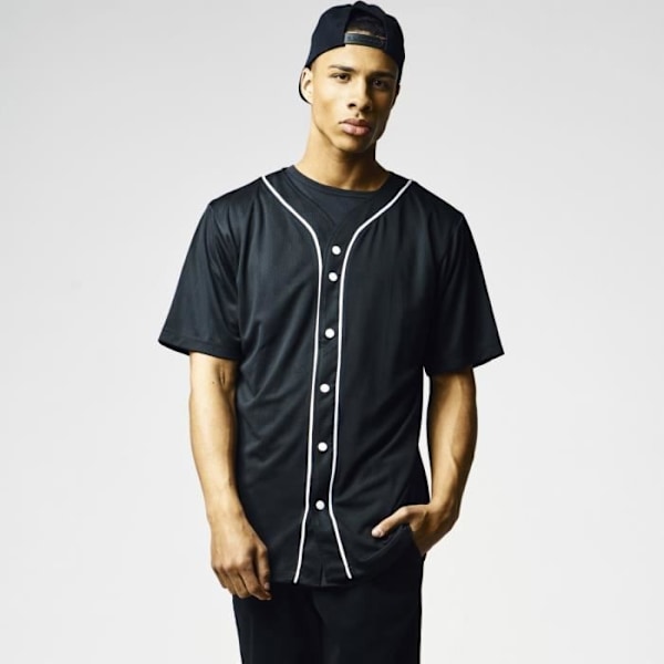 Paita MESH BASEBALL - Urban Classics - Musta - 100% Polyesteri - Lyhyet Hihat - Pyöreä Kaula-aukko sort XL