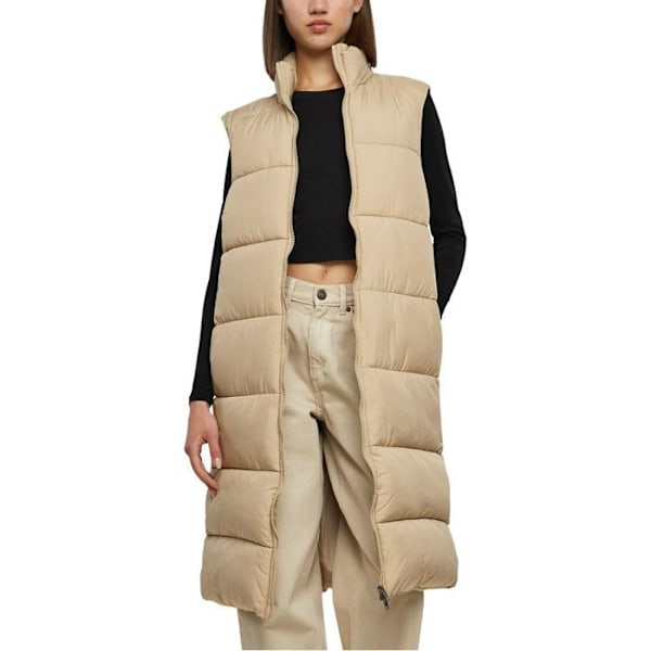 Lang jakke til kvinder - Urban Classics - Lang vest - 100% polyester - Høj krave - Lomme i siden våtsand S