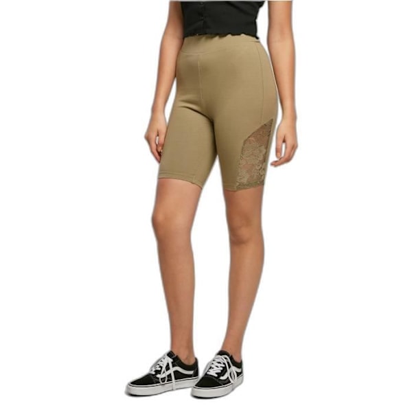 Urban Classics Lace Inset högmidjade cykelshorts för kvinnor - khakigrön - XS Grön khaki XS