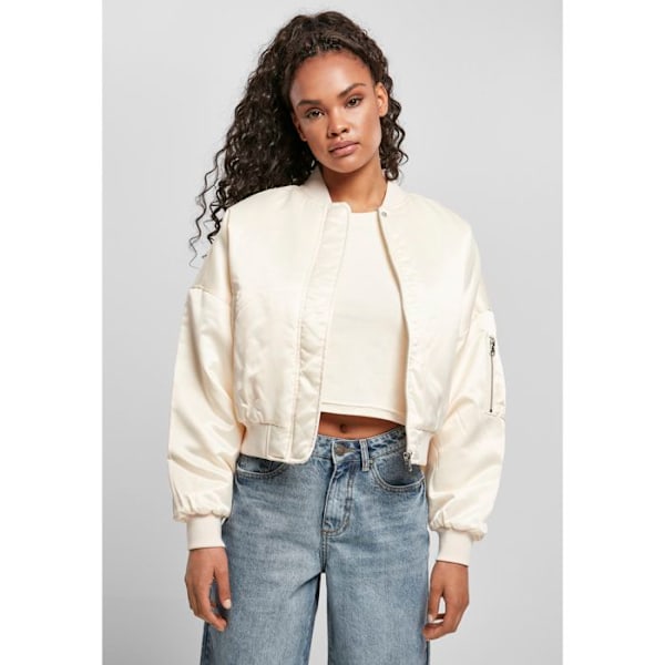 Bomber-nainen - Urban Classics - Ylisuuri satiini - Suuret koot - Tyynypinnoitus - Taffetal lining Vit XXL
