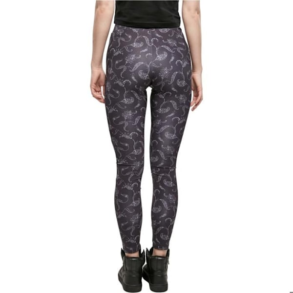 Leggings dam - Urban Classics - Tech Mesh AOP - Mönstrad design - Meshinsatser - Stretchkomfort svart M