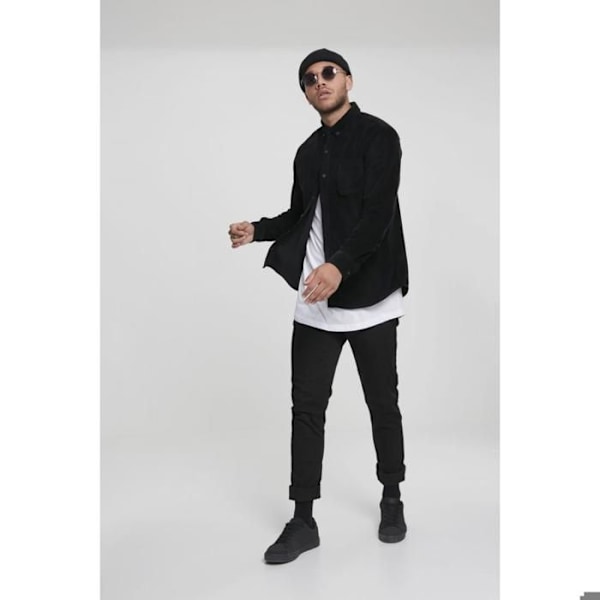 Chemise - Urban Classic - Velvet - Sort - Lange ærmer - Regular sort XXL