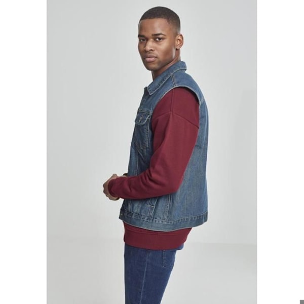 Jeanjakke - URBAN CLASSICS - Udenærmet vest - Blå - 100% Bomuld - Komfortabel og elegant blå jag