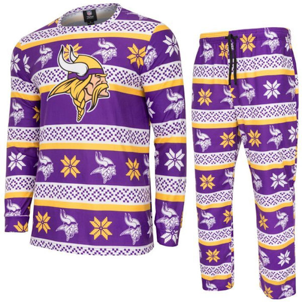 NFL-hold Vinter JULE Pyjamas Sæt skjorte og bukser Minnesota Vikings M