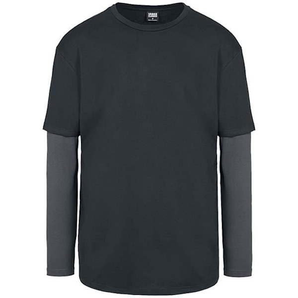 Langærmet T-shirt - URBAN CLASSICS - Sort/anthracit - 100% Bomuld - Large - Mand Svart/Träkol XL