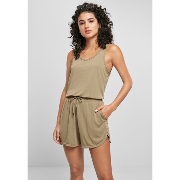 Udenærmet jumpsuit - Urban Classics - Store størrelser - Dyb udskæring - Foran lommer - Modal stof grön khaki XXXL