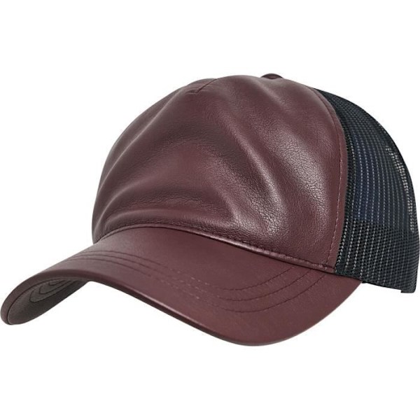 Flexfit Trucker Cap i læder - Bourgogne/sort