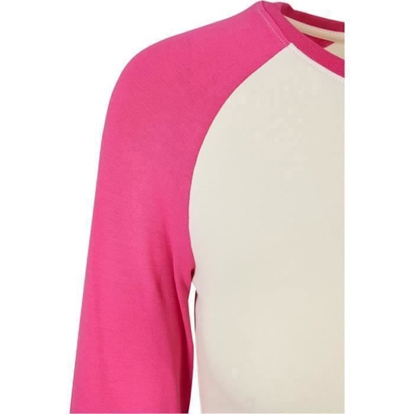 Naisten pitkähihaisen luomupuuvillaisen T-paidan Urban Classics Retro Baseball - valkoinen/hibiskus pinkki - M Vit/hibiskus rosa XL