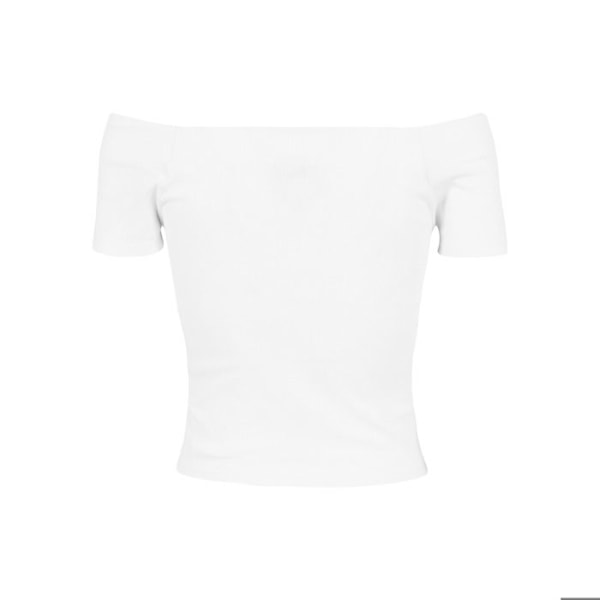 Top uden stropper - URBAN CLASSICS - Off Shoulder Rib Top - 97% bomuld - Tætsiddende - Kvinde Vit S