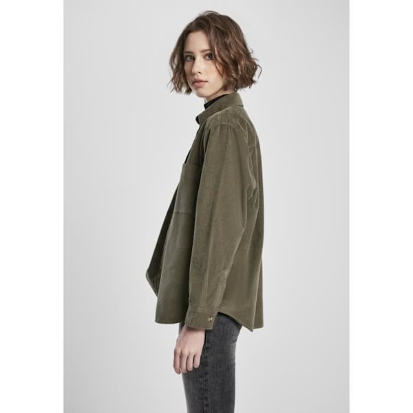 Dame skjorte - Urban Classics - Fløjl oversized - Olive farve - Langærmet - Plus size Oliv XXXXXL