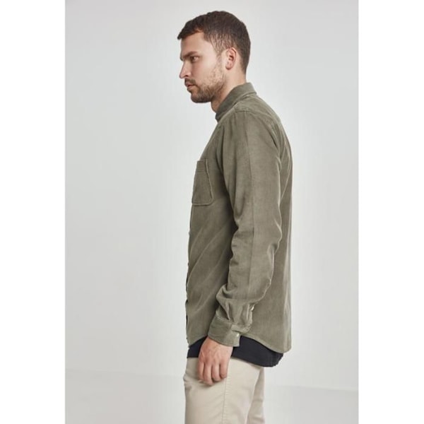 Skjorte - Urban Classic - Fløjl - Olivengrøn - Regular fit - Lange ærmer oliv M