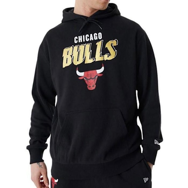 Svart/Gyllene Hoodiet för Män New Era NBA Chicago Bulls Svart M
