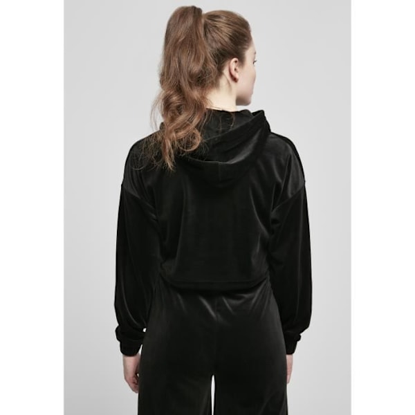 Sweatshirt med hætte til kvinder Urban Classics cropped velour oversized (GT) - sort - XXL Svart XXL