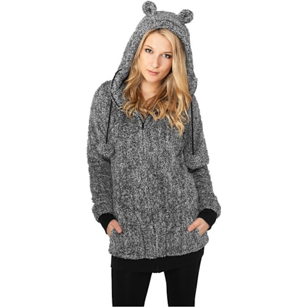 Sweatshirt - Urban Classics - Teddy Zip - 100% Polyester - Hætte - Sort/Hvid svart vit M