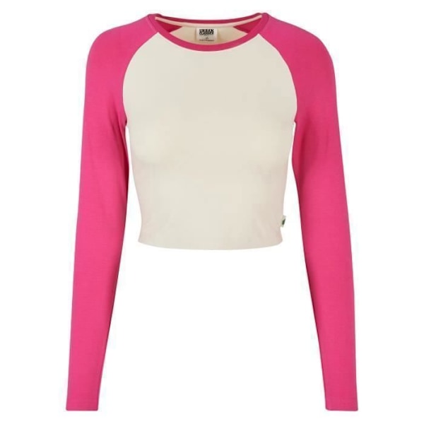 T-shirt cropped med lange ærmer økologisk til kvinder Urban Classics Retro Baseball GT - hvid/hibiskus pink - 2XL Vit/hibiskus rosa XXXXL