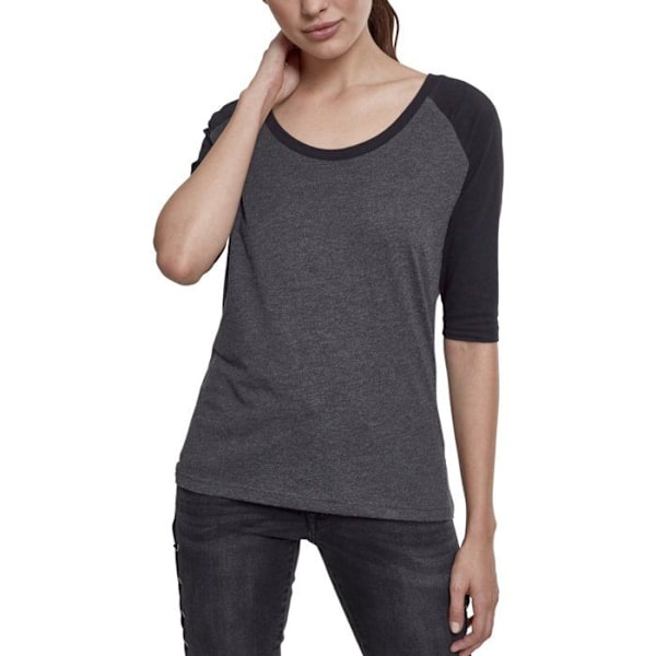 Urban Classics Naisten - 3/4 RAGLAN Pitkähiha T-paita Svart / Träkol S
