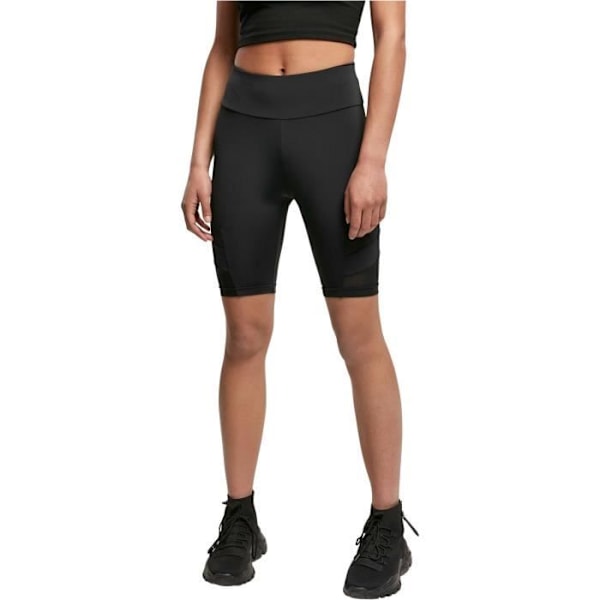 Atletiska cykelshorts för kvinnor - Urban Classics - Tech Mesh - Hög midja - Svart Svart M