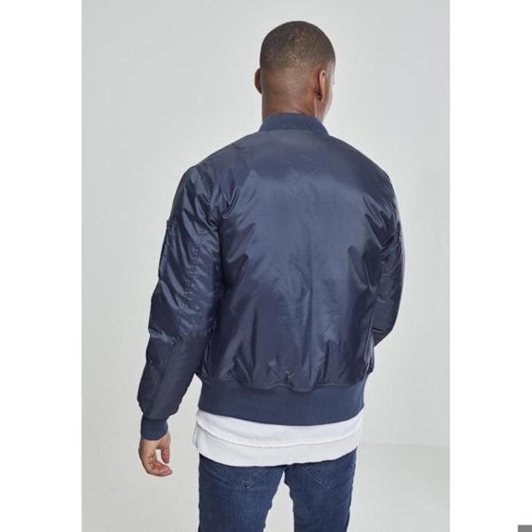 Veste - Urban Classics - Basic Bomberjakke - Mørkeblå - Unisex - Orange Foring marinblå XXL