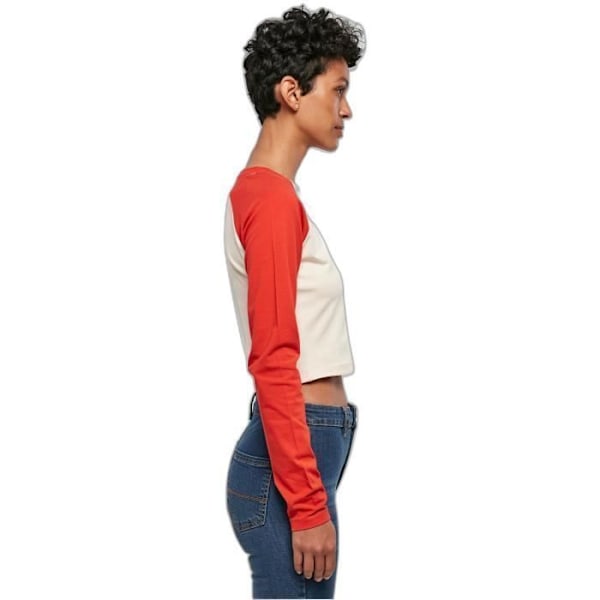 Urban Classics Retro Baseball GT Ekologisk långärmad Crop Tee för kvinnor - vit/hugered - 2XL vit/stor röd XXL