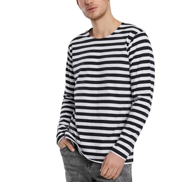 T-shirt med lange ærmer til mænd Urban Classics Regular Stripe - Hvid - 100% bomuld Vit XXXXXL