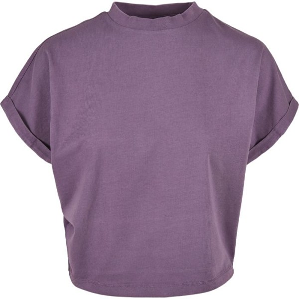 T-shirt til kvinder Urban Classics kort pigmentfarvet skåret - store størrelser lila XXL