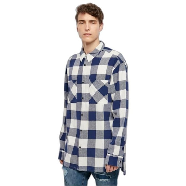 Chemise Urban Classics Long Oversized Tjekket - mørkeblå/rød/beige - M