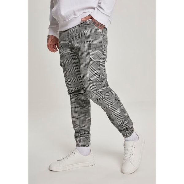 Cargo Bukser - Urban Classic - Glencheck - Hvid/Sort - Mand - Komfort og Elegance vit svart M