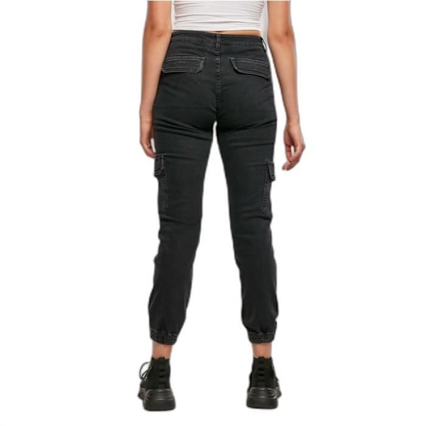 Cargo bukser til kvinder - Urban Classics - Økologisk Stretch Denim - Sort - Høj talje - Åndbar Svart 27