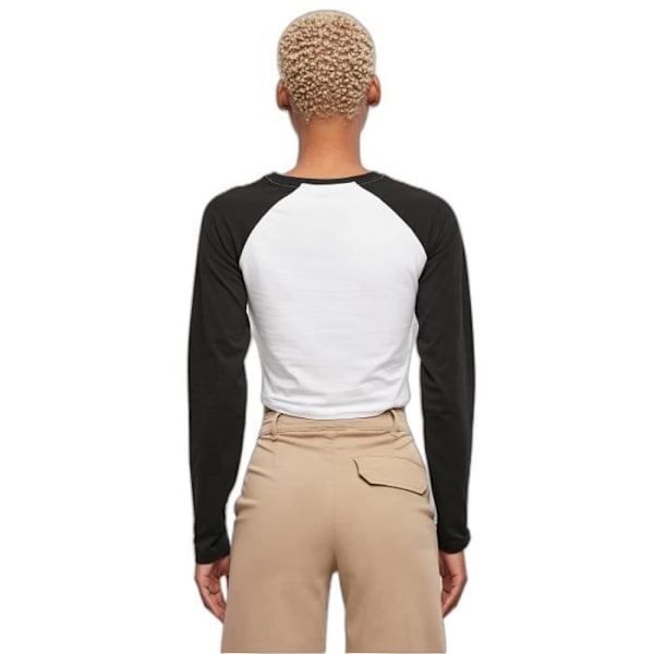 Urban Classics Retro Baseball GT Ekologisk långärmad Crop T-shirt dam - Vit/Svart - 2XL vit svart XXXL