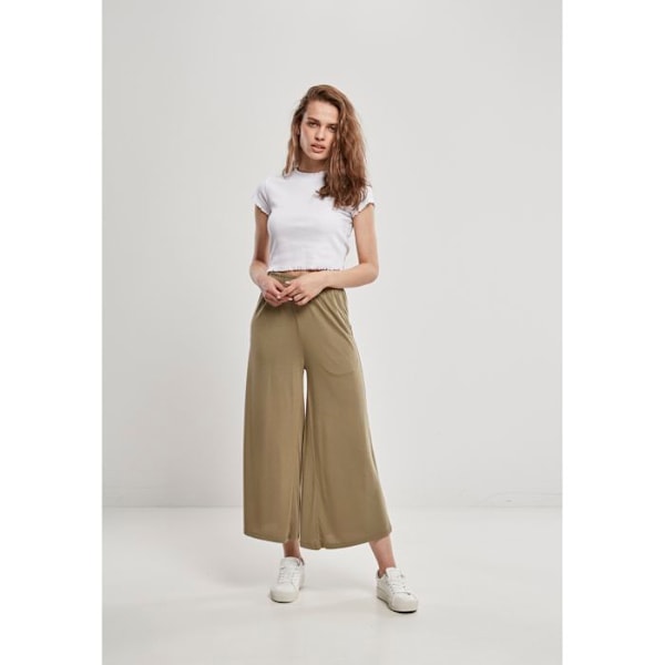 Bredde bukser til kvinder - Urban Classics - Høj talje - Kaki farve - Løs pasform - 3/4 længde grön khaki M