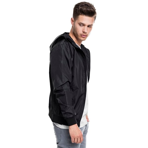 Vindjakke - Urban Classic - Sort - Unisex - Let foring - Foret hætte svart M