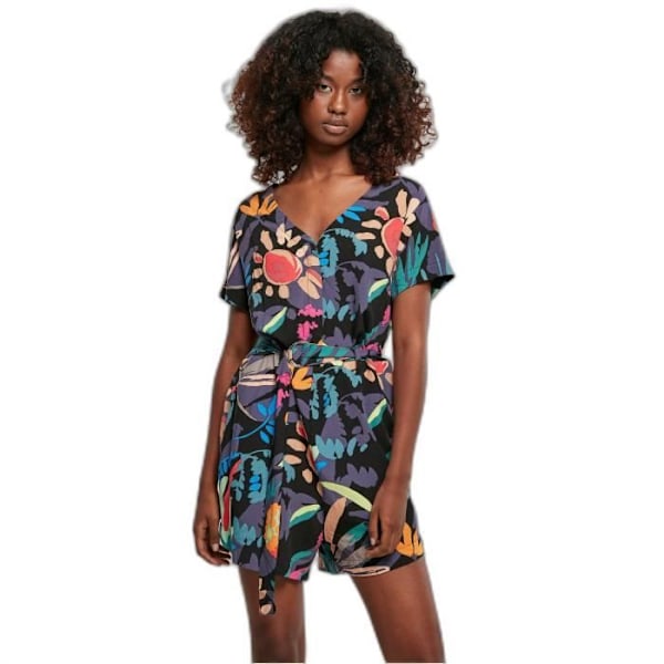 Kort jumpsuit med bælte til kvinder Urban Classics Viscose GT - sort - XXL Svart XXXXL