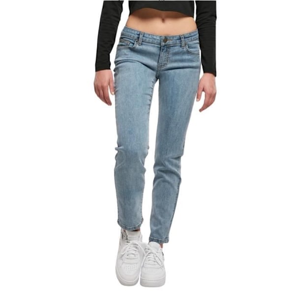 Raka jeans dam - Urban Classics - Hög midja - Blå färg - Bekväm - Trendig stil Tonad ljusblå tvättad 28