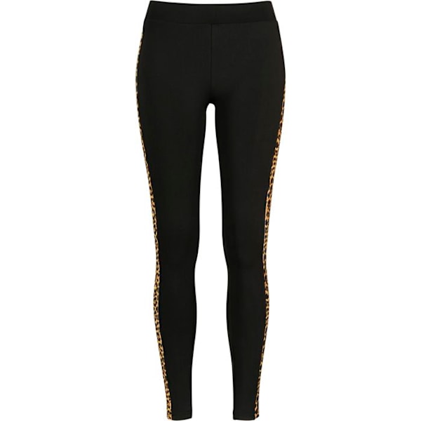 Legging dame - Urban Classic - Stribet - Slangeprint - Elastisk talje - Sort/gul svart/gul/svart XS