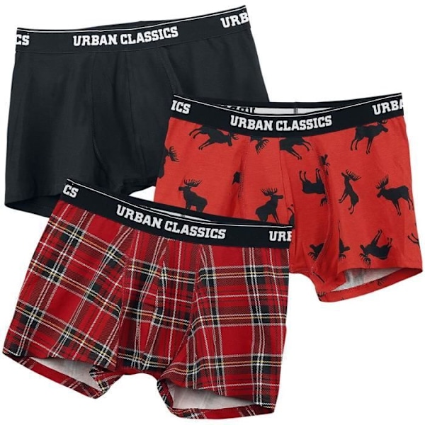 Kalsonger Herr - URBAN CLASSICS - 3-pack - Svart/Röd - 95% Bomull - Bekväm och Stilig Svart röd XXL