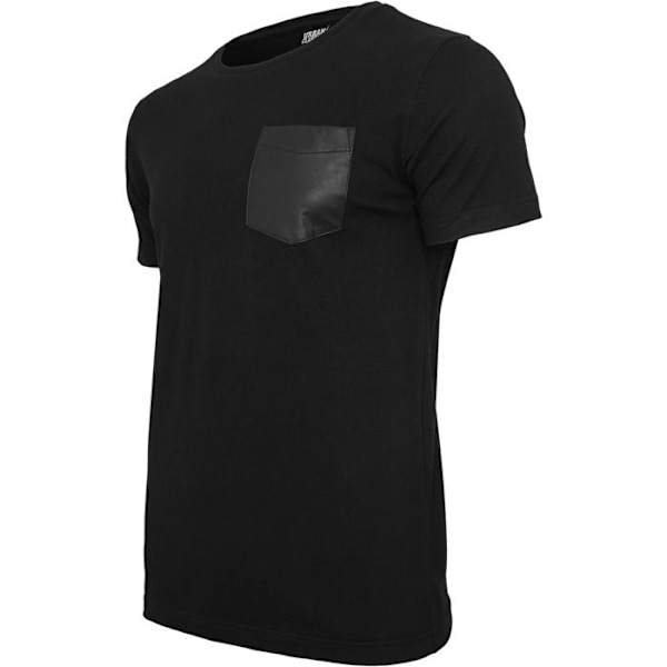 T-shirt - Urban Classic - Imitationslæder - Brystlomme - Korte ærmer - Sort svart/svart S