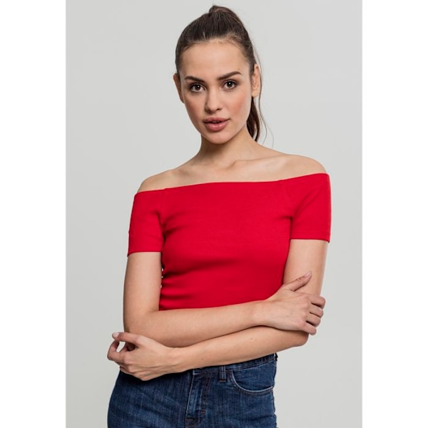 Naisten T-paita - URBAN CLASSICS - Off - Punainen - Slim fit - Lyhyet hihat Röd S