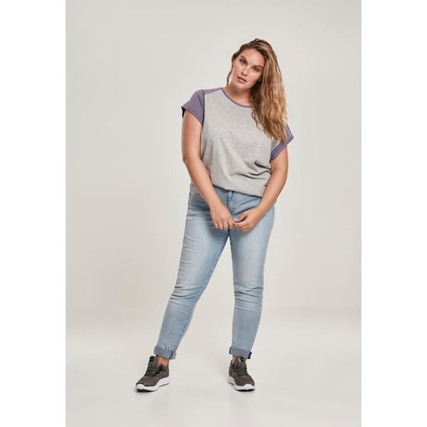 T-shirt dam - Urban Classic - Raglan kontrast - Grå/vit - Korta ärmar - Loose fit grå vit XL