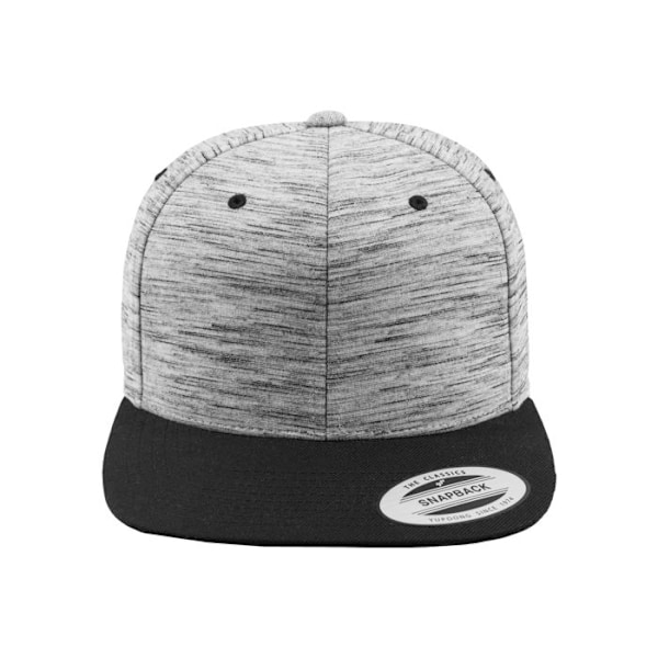 Snapback Kasket - Flexfit - STRIBER MELANGE - Sort/Grå - One Size - 6 paneler høj profil sort grå