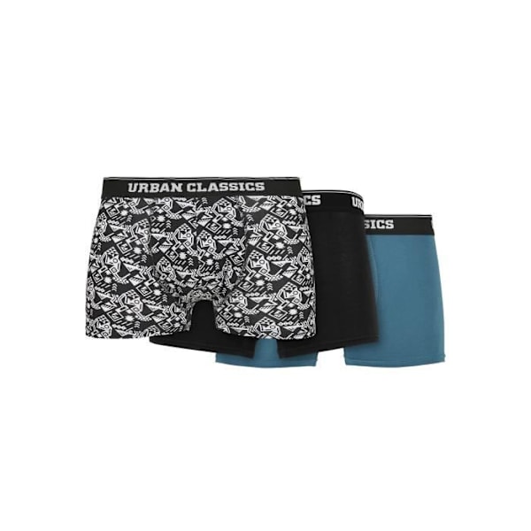 Sæt med 3 Urban Classics økologiske boxershorts (store størrelser) - sort/hvid/sort/kanblå - 4XL
