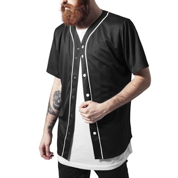 Skjorte - Urban Classics - MESH BASEBALL - Sort - Korte ærmer - Rund hals sort M