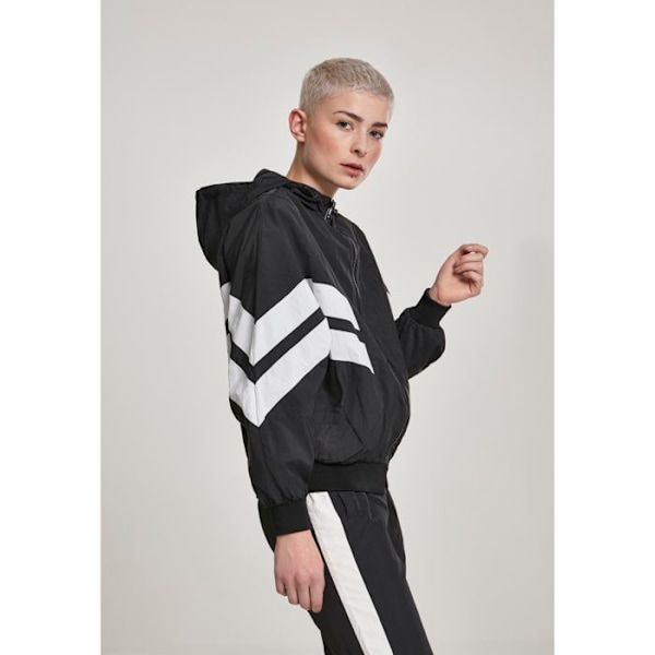 Damejakke dame - Urban Classic - Krøllet batwing - Sort/Hvid - Multisport - Justerbar hætte svart vit jag