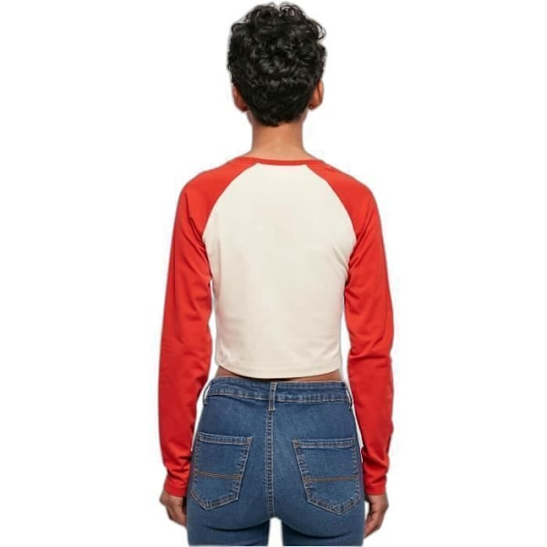 Urban Classics Retro Baseball GT Ekologisk långärmad Crop Tee för kvinnor - vit/hugered - 2XL vit/stor röd XXL