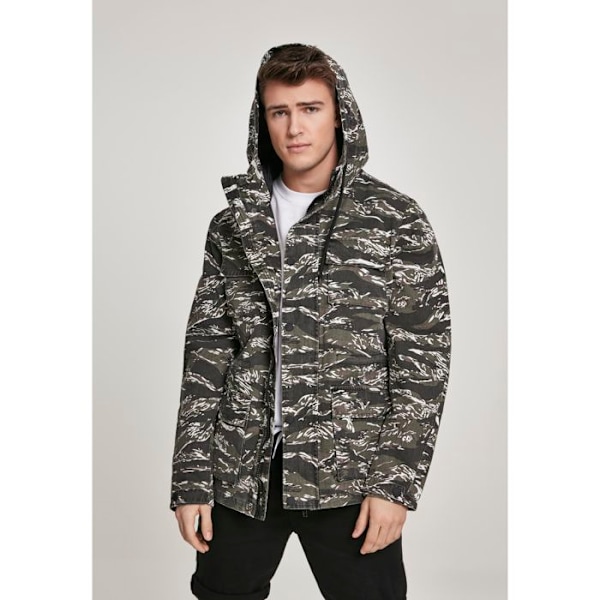 Parka - Urban Classic - Tiger Camo - Let stof - Høj hætte - Sidelommer oliv/grön/vit S
