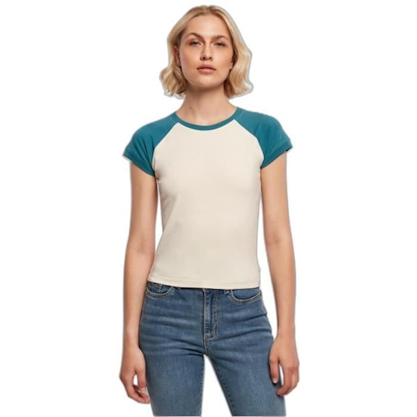 T-paita baseball retro nainen Urban Classics Organic Stretch - valkoinen/sininen - S Vit/ankblå XS