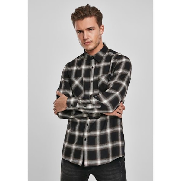 Paita - Urban Classics - Ruudullinen FLANELL - 100% Puuvilla - Pitkät hihat - Klassinen kaulus Svart vit XS