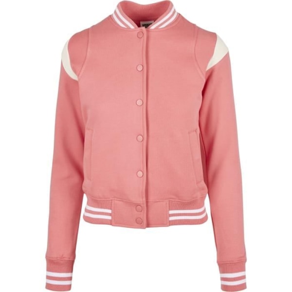 Jakke til kvinder - Urban Classics - indsat college - Rosa/hvid - Universitetsstil - 63% bomuld